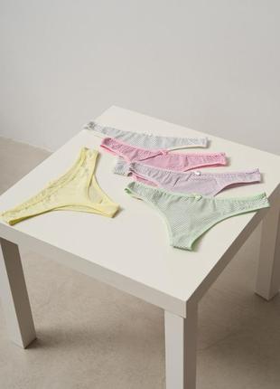 Набор женские цветные стринги - в стильный горошек - от 5шт размер m2 фото