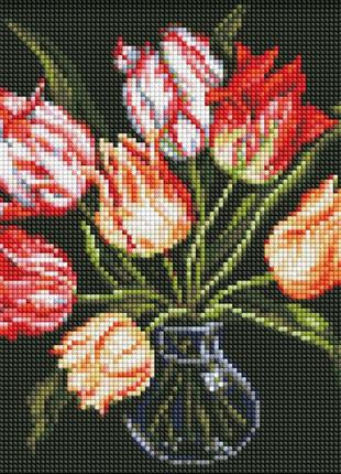 Алмазна мозаїка витончені тюльпани ©kovtun_olga_art ідейка amc7688 30х30 см