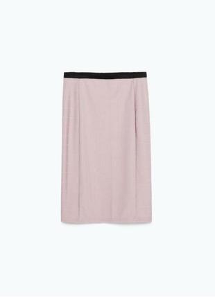 Спідниця міді-гумка zara пудроваго кольору м.3 фото