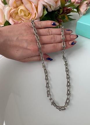 Стильная подвеска-цепь в серебряном цвете4 фото