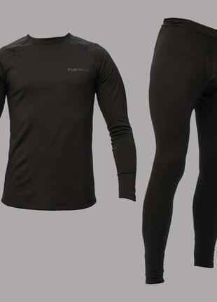 Термобілизна чоловіча зимова натільна тепла до - 25 tur чорна комплект термобілизни для зими кофта штани
