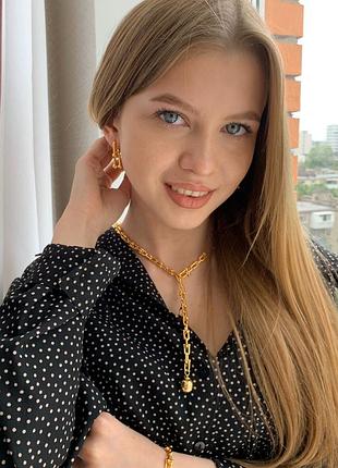 Красива підвіска-ланцюг з кулонами у золотому кольорі