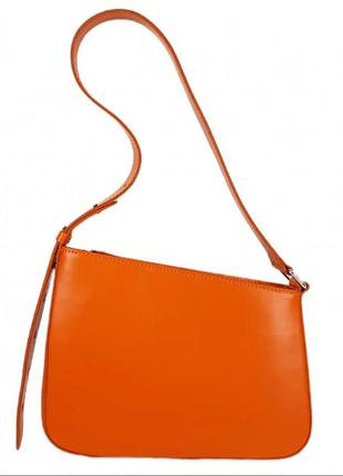 Сумка женская средняя натуральная кожа, оранжевая матовая 1619