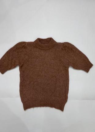 Пуловер джемпер  топ с коротким рукавом альпака шерсть