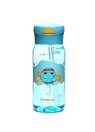 Пляшка для води casno 400 мл kxn-1195 синя (восьминіг) з соломинкою2 фото