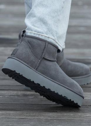 Уггі угги угг ugg ultra mini  mid platform grey suede3 фото