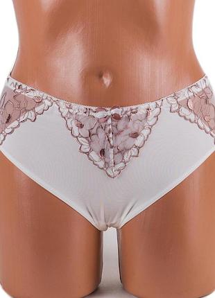 Женские трусики микрофибра с вышивкой lanny mode 51150 молочные размер m