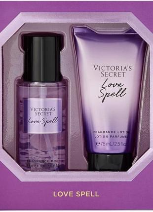 Подарунковий набір victoria's secret love spell body care mini mist & lotion duo