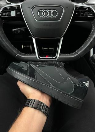 Чоловічі кросівки nike air jordan retro 1 low  x travis scott og black phantom 41-43-44-45-46