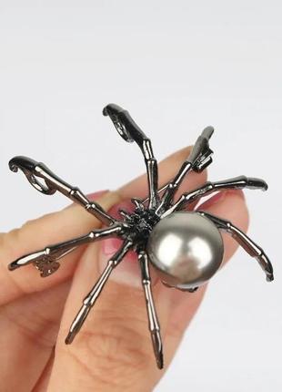 Розкішна брошка-кулон павук із сірою перлиною, нова! арт. 55323 фото
