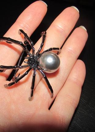 Розкішна брошка-кулон павук із сірою перлиною, нова! арт. 55325 фото