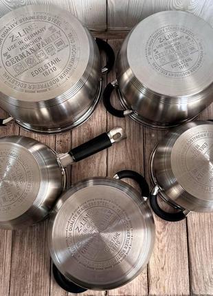 Набор кастрюль german family из нержавеющей стали 10 предметов - gf-2046-d1, серебристый