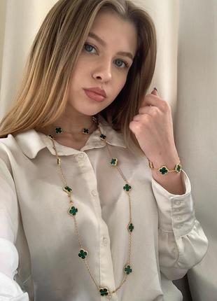 Довга підвіска з квіточками з покриттям білим золотом
