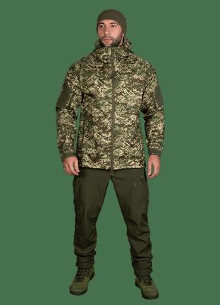 Куртка тактична камуфляжна camo-tec stalker softshell хижак піксель