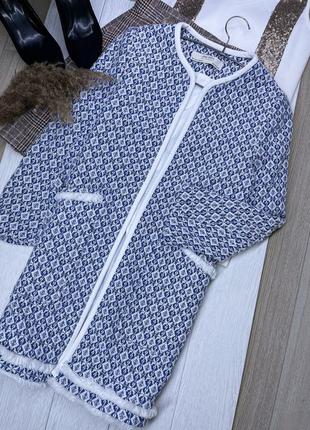 Длинный жакет zara xs s пиджак с бахромой твидовый жакет удлинённый пиджак зара