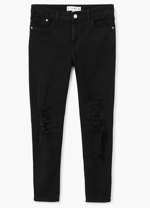 Женские узкие потертые джинсы черного цвета, s6 фото