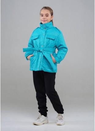 Демисезонная куртка-рубашка стеганая для девочек, "тропинка", в 5 цветах, от 140см до 158см3 фото