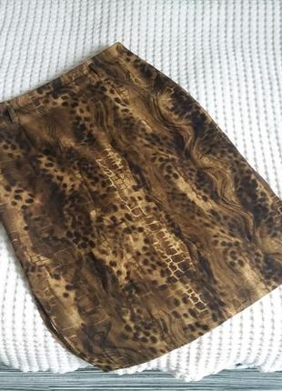 Винтажная миди юбка в анималистический принт винтаж