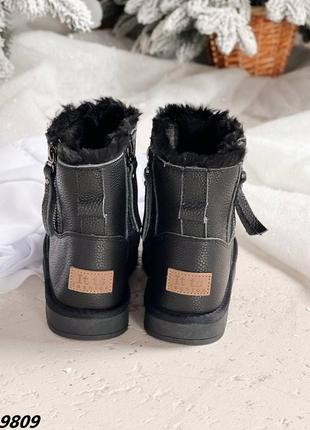 Угги материал натуральная кожа цвет черный сезон зима внутри эко мех сапоги ботинки