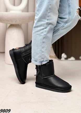 Угги материал натуральная кожа цвет черный сезон зима внутри эко мех сапоги ботинки