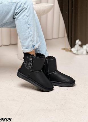 Угги материал натуральная кожа цвет черный сезон зима внутри эко мех сапоги ботинки