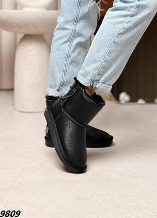 Угги материал натуральная кожа цвет черный сезон зима внутри эко мех сапоги ботинки