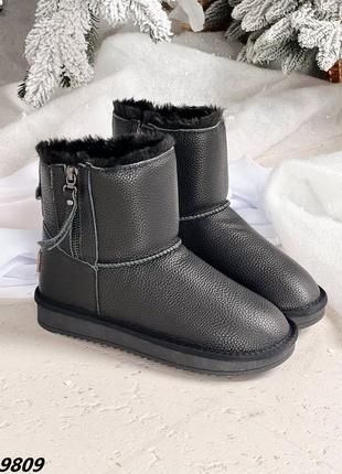 Угги материал натуральная кожа цвет черный сезон зима внутри эко мех сапоги ботинки