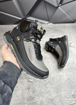 Зимние мужские ботинки timberland black grey (мех) 40-42-43