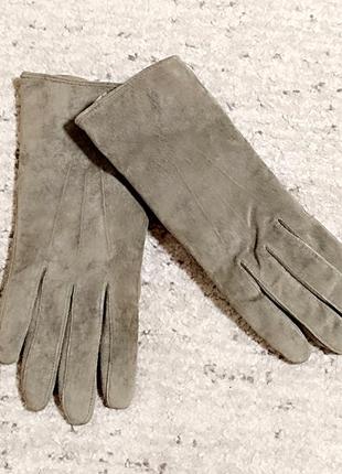 Кожаные замшевые утепленные перчатки, перчатки