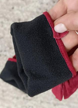 Стильные кожаные красные перчатки с бантиком, перчатки3 фото