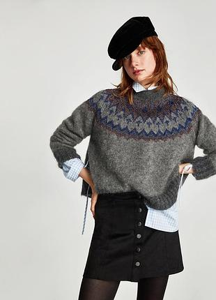 Стильная, черная, юбка-трапеция zara