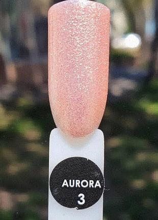 Персиковый гель-лак с эффектом втирки aurora