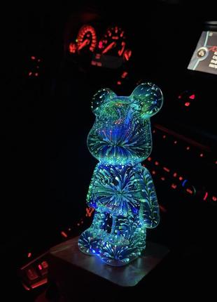 Bearbrick/ 3d ночной мишка с эффектом фейерверка🤍6 фото