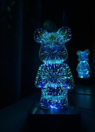 Bearbrick/ 3d ночной мишка с эффектом фейерверка🤍7 фото