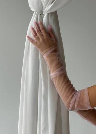 Sm3024 розовые длинные прозрачные перчатки