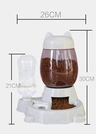 Комплект для годування, автоматична годівниця та напувалка для кішок і собак, сірий2 фото