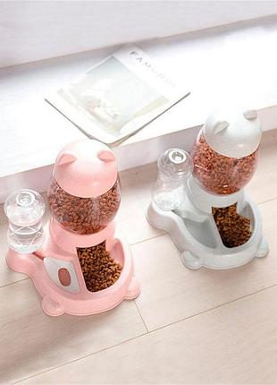 Комплект для годування, автоматична годівниця та напувалка для кішок і собак, сірий3 фото