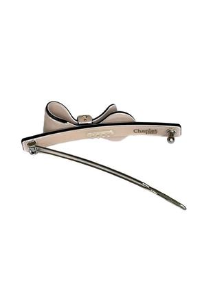 Бежевая заколка-булавка chaplet paris с бантиком со стразами, французское качество3 фото