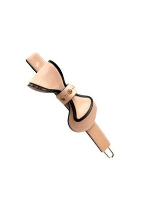 Бежевая заколка-булавка chaplet paris с бантиком со стразами, французское качество4 фото