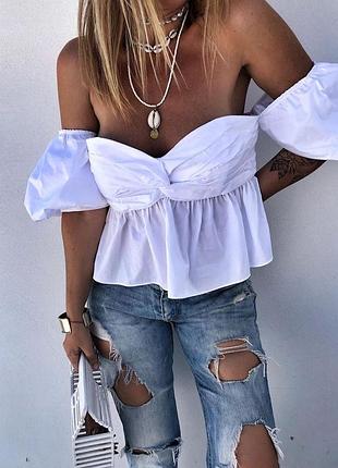 Топ с открытыми плечами zara