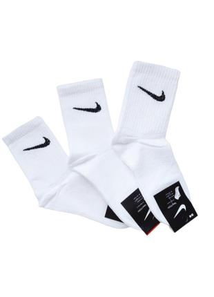 6 пар белые женские носки "nike" найк 36-40р. высокие, теннис, демисезонные, летние