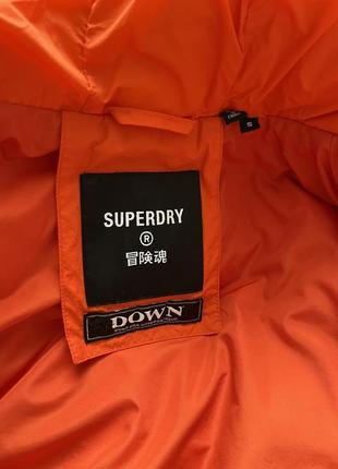 Куртка пуховик короткая с капюшоном оранжевая мужская зимняя superdry5 фото