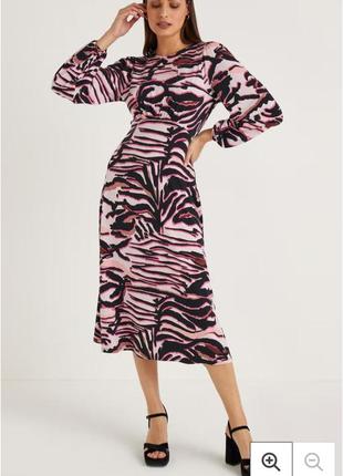 Платье миди в анималистический принт животный леопардовый длинное с рукавом новое с биркой6 фото
