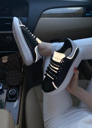 Alexander mcqueen black white reflective кросівки александр маквін