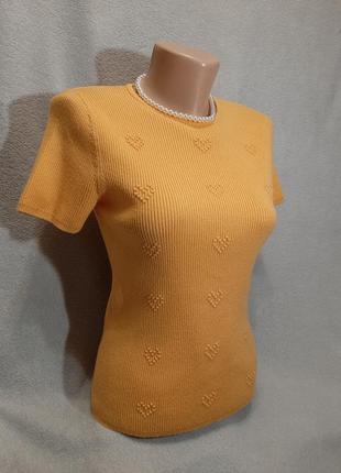 Женская трикотажная кофточка топ-футболка tu персиковый цвет размер 146 фото