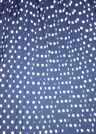 Стильное, нежное, романтичное платье 👗 в горошек темно синяя с плиссированной юбкой миди issa plus4 фото