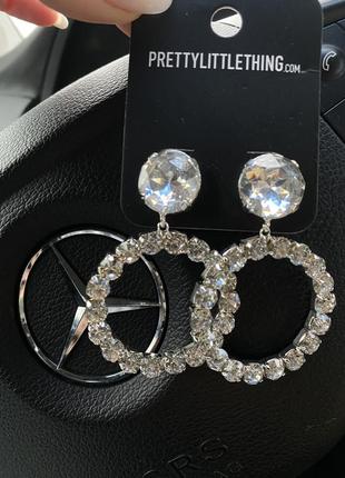 Сережки кільця з діамантами4 фото