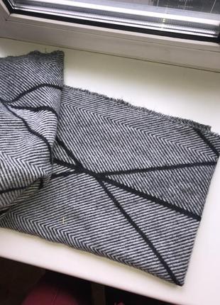 Большой теплый шарф серый классический стильный палантин3 фото