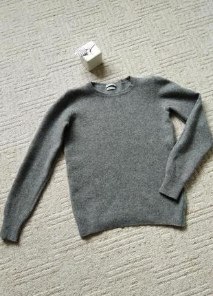 Базовый серый джемпер пуловер свитер кофта 100% натуральная шерсть мериноса размер 32/xxs4 фото