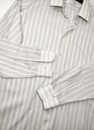 Сорочка чоловіча білого сірого кольору у смужку від бренду st.michael 163 фото
